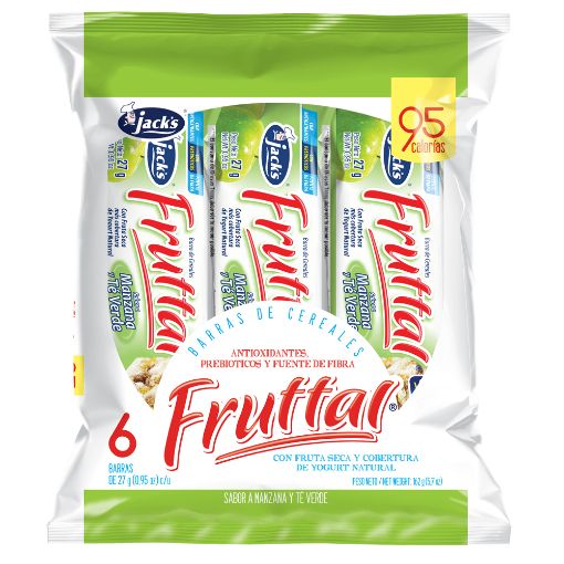 Imagen de BARRA DE CEREAL JACK'S FRUTTAL SABOR MANZANA Y TE VERDE 6 UND 162.00 G