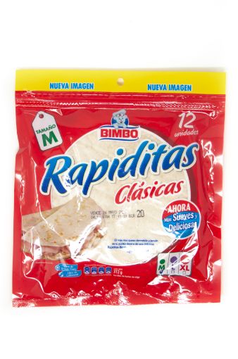 Imagen de TORTILLAS BIMBO RAPIDITAS CLÁSICAS DE HARINA DE TRIGO 12 UND 300 G