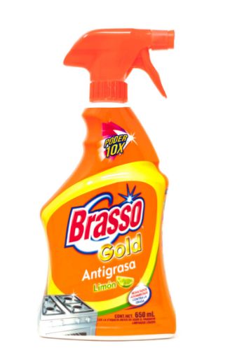 Imagen de LIMPIADOR BRASSO GOLD ANTIGRASA LIMÓN 650 ml 