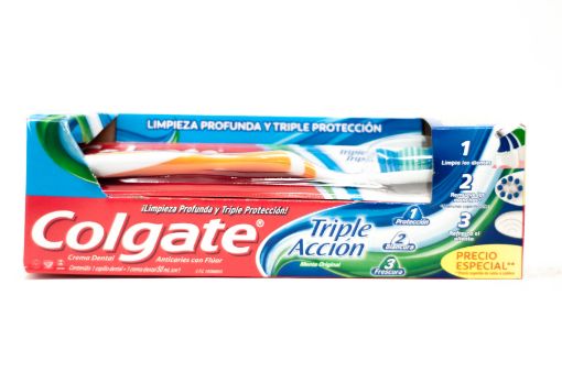 Imagen de OFERTA CREMA DENTAL COLGATE TRIPLE ACCION 50 ML+CEPILLO DENTAL PREC ESP 2 und 