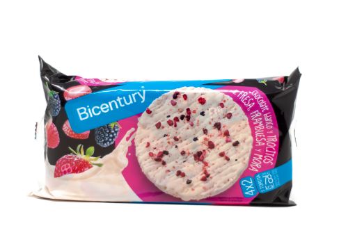 Imagen de TORTITAS BICENTURY  DE ARROZ CON CHOCOLATE BLANCO & FRUTOS ROJOS 131.20 G