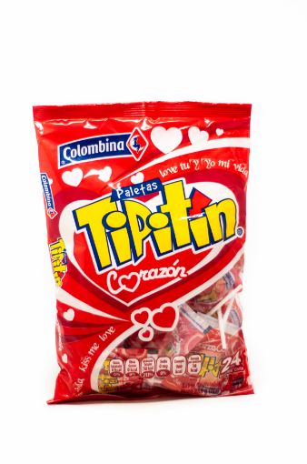Imagen de PALETA COLOMBINA TIPITIN CEREZA - FRESA FORMA CORAZÓN  288.00 G