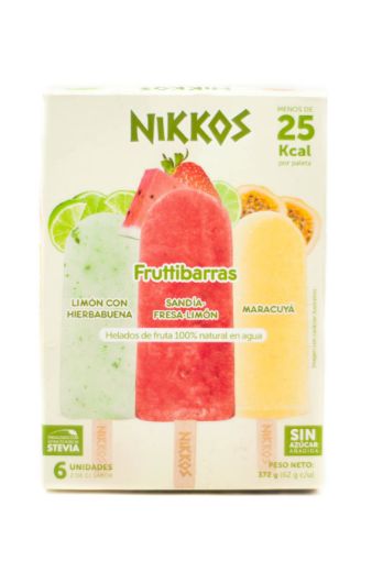Imagen de HELADO NIKKOS FRUTTIBARRA SURTIDO 6 UND 372.00 G