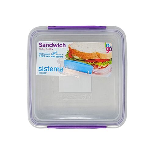 Imagen de SANDUCHERA PLÁSTICA TRANSPARENTE LA COCINA IDEAL 450 ML 1 UND