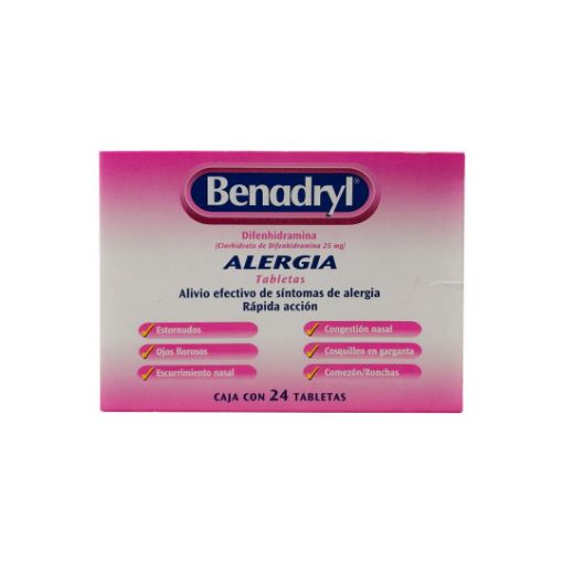 Imagen de PASTILLA  BENADRYL PARA LA ALERGIA  24 und 