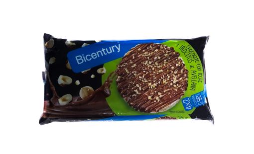 Imagen de TORTITAS BICENTURY DE ARROZ CON CHOCOLATE & TROCITOS DE AVELLANA 141.6 G