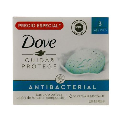 Imagen de JABON DE TOCADOR DOVE CUIDA & PROTEGE ANTIBACTERIAL 3 UND 270 g 