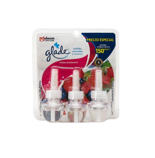 Imagen de REPUESTO AROMATIZANTE GLADE MORA RADIANTE 3 UND 63 ml 