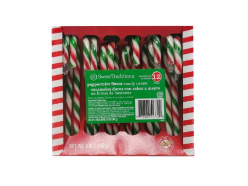 Imagen de CARAMELOS DUROS SWETTRADITIONS FORMA DE BASTÓN SABOR MENTA 12 UND 167,00 g 