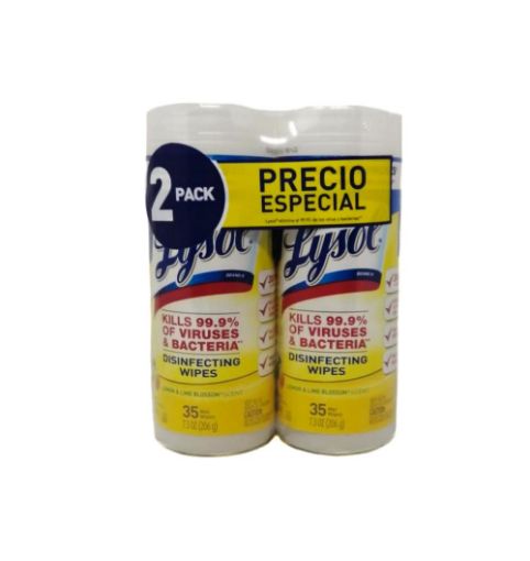 Imagen de OFERTA  LYSOL 2 UND - TOALLITAS DESINFECTANTES LIMON & FLOR DE LIMÓN 35 UND 70 und 