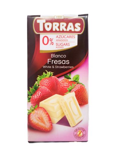 Imagen de CHOCOLATE TORRAS BLANCO CON FRESAS SIN AZÚCAR 75 g 