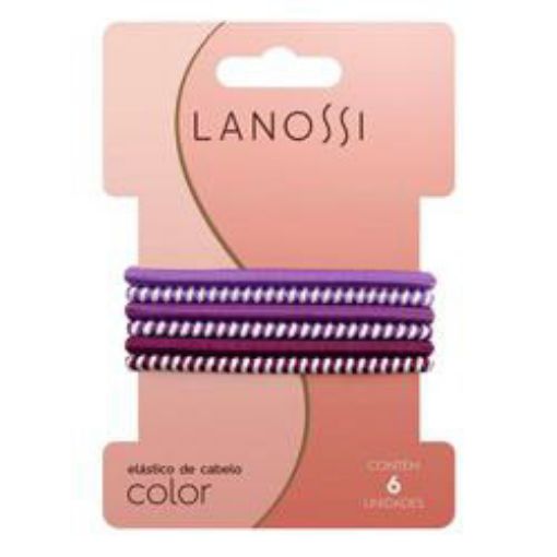 Imagen de COLA LANOSSI ELÁSTICA LILA PARA CABELLO 6 UND