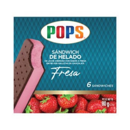 Imagen de HELADO POPS MINI SANDWICH CAJA FRESA 6 UND 480 G