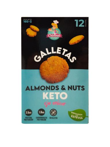 Imagen de GALLETAS CRISTINAS KITCHEN KETO ALMENDRA Y NUECES SIN AZÚCAR 160 G