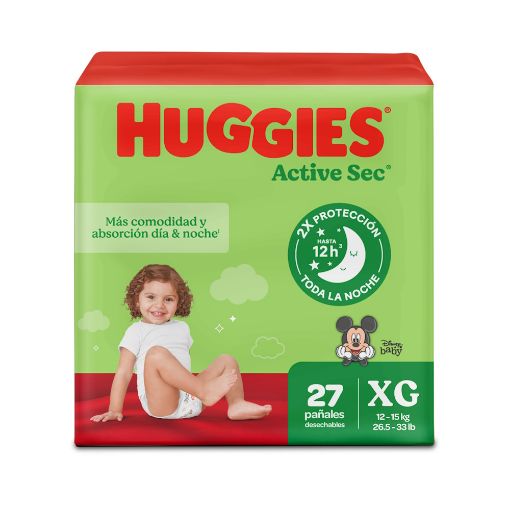 Imagen de PAÑAL HUGGIES ACTIVE SEC DESECHABLE TALLA XG|4  27 und 