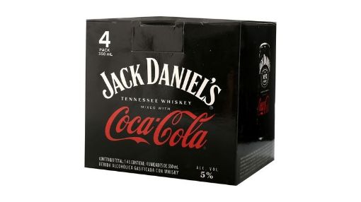 Imagen de OFERTA COCA COLA 4 PACK BEBIDA ALCOHÓLICA CON JACK DANIELS LATA 350 ML 