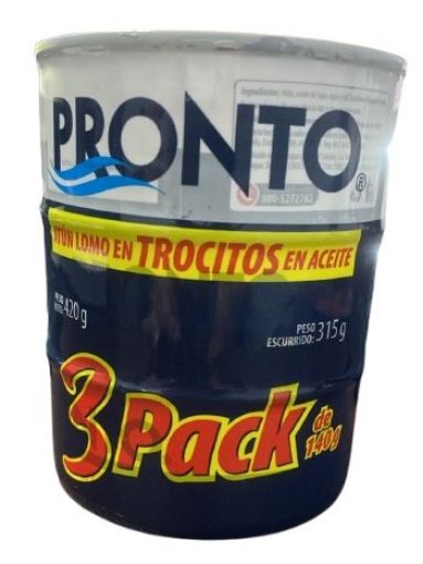 Imagen de OFERTA ATUN  PRONTO TROCITOS EN ACEITE 3 PACK 315.00 G