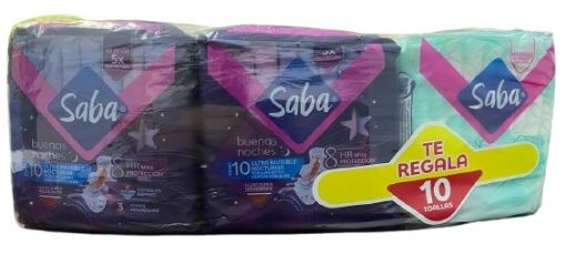 Imagen de OFERTA SABA  -   2 UND TOALLAS FEMENINAS BUENAS NOCHES 10 UND + SENSITI-V ULTRADELGADA 10 UND GRATIS 