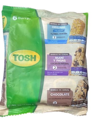 Imagen de BARRA DE CEREAL TOSH SURTIDA 6 UND 138.00 G