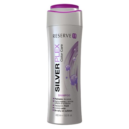 Imagen de SHAMPOO RESERVE 11  SILVER PLEX PLATINA CANAS & MATIZA RUBIOS 400.00 ML