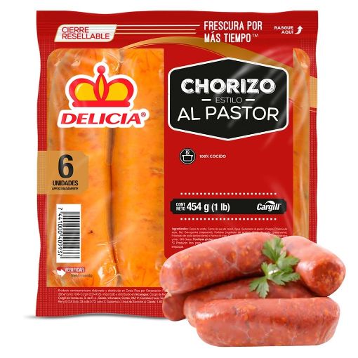 Imagen de CHORIZO DELICIA COCIDO ESTILO AL PASTOR 454.00 G