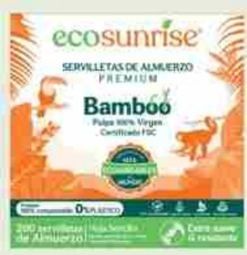 Imagen de SERVILLETA ECOSUNRISE BAMBOO ALMUERZO PREMIUM 200 UND