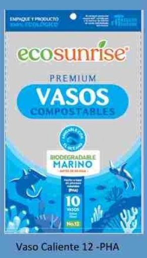 Imagen de VASO ECOSUNRISE DE CARTÓN DESECHABLE COMPOSTABLE MARINO N°12 10.00 UND