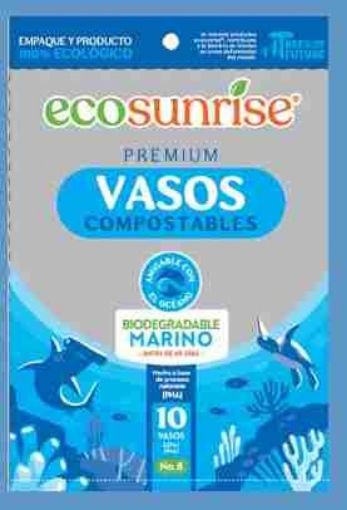 Imagen de VASO ECOSUNRISE DE CARTÓN DESECHABLE COMPOSTABLE MARINO N° 8 10.00 UND