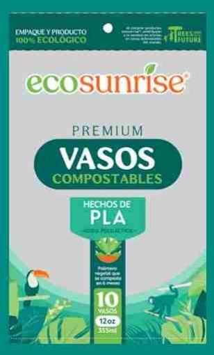 Imagen de VASO ECOSUNRISE DE PLA DESECHABLE COMPOSTABLE PREMIUM 12 OZ  10.00 UND