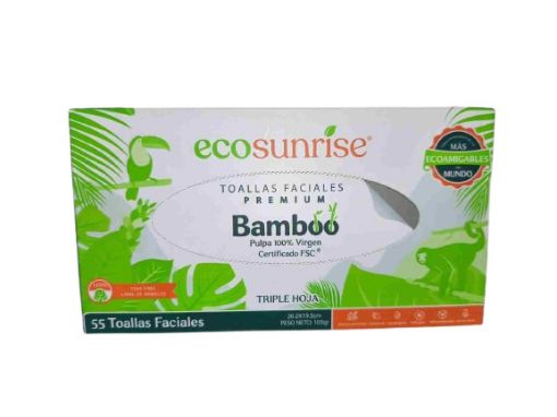 Imagen de PAÑUELO FACIAL ECOSUNRISE BAMBOO PREMIUM 100 HOJAS TRIPLES 