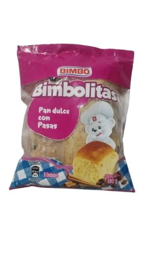 Imagen de PAN DULCE BIMBO BIMBOLITAS CON PASAS 180.00 G