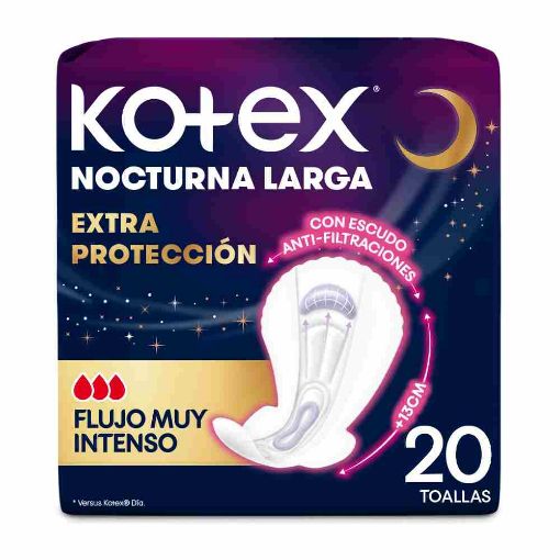 Imagen de TOALLAS FEMENINAS KOTEX NOCTURNA EXTRA PROTECCIÓN 20 UND 