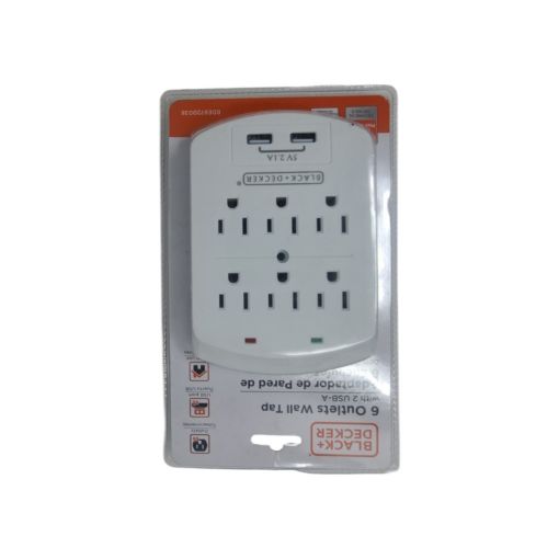 Imagen de ADAPTADOR BLACK & WHITE 6 TOMAS 2 USB C #973-BDE9720038 1 UND