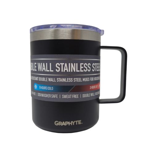 Imagen de TAZA TÉRMICA GRAPHYTE NEGRA DE ACERO INOXIDABLE 12 OZ #707-GR12OZ-BLK UND 