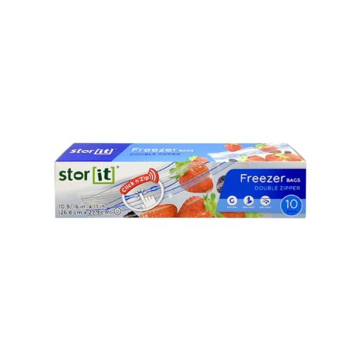 Imagen de BOLSA PLÁSTICA PARA REFIGERAR STORIT DOBLE CIERRE 26.8 X 27.9 CM 10 UND #006-413768 1 UND