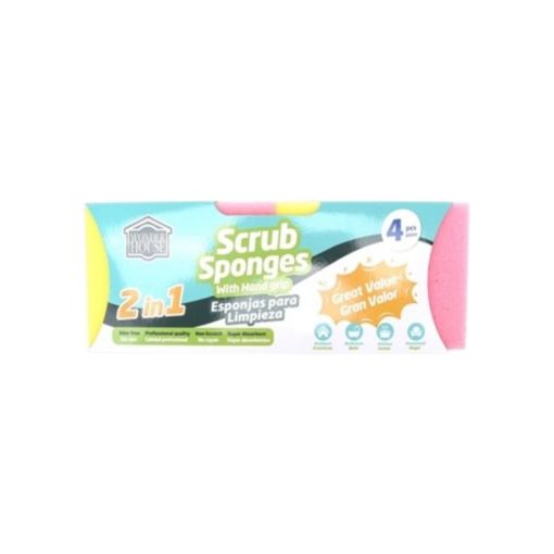 Imagen de ESPONJA PARA LIMPIEZA WONDER HOUSE 4 PZS 9.5 X 7 X 4.5 CM #733-0300 